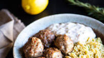 Australian Lamb Meatballs with Buttery Lemon Orzo & Tzatziki Sauce Australian Lamb Meatballs with Buttery Lemon Orzo & Tzatziki Sauce