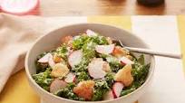 Chicken & Kale Caesar-Style Salad with Radishes & Almonds Chicken & Kale Caesar-Style Salad with Radishes & Almonds