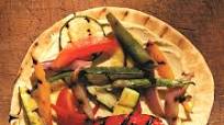 Grilled Vegetable and Hummus Pita Pizza Grilled Vegetable and Hummus Pita Pizza