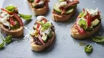 Bruschetta with avocado and olive tapenade Bruschetta with avocado and olive tapenade