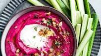 Beet Cashew Hummus with Garlic Tahini Yogurt Swirl and Almond Za'atar Beet Cashew Hummus with Garlic Tahini Yogurt Swirl and Almond Za'atar