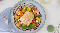 Alaska Pollock with Watermelon-Strawberry Bruschetta Alaska Pollock with Watermelon-Strawberry Bruschetta