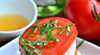 Fresh Caprese Salad with White Balsamic Reduction (tom on a vine; nickyD) Fresh Caprese Salad with White Balsamic Reduction (tom on a vine; nickyD)
