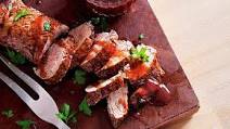 Pork fillet with plum and port sauce and creamy mustard mash Pork fillet with plum and port sauce and creamy mustard mash