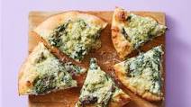 Spinach & Artichoke Pesto Pizza with White Sauce & Parmesan Spinach & Artichoke Pesto Pizza with White Sauce & Parmesan