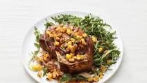 Pork Chops with Charred Corn and Arugula Pork Chops with Charred Corn and Arugula