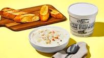 New England Clam Chowder + Garlic Bread Buy more and save over 15% | 3-4 Servings New England Clam Chowder + Garlic Bread Buy more and save over 15% | 3-4 Servings