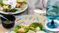 Caesar salad with poached egg Caesar salad with poached egg