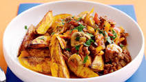 Savoury mince and potato wedges Savoury mince and potato wedges