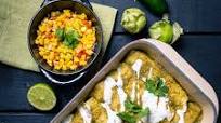 Enchiladas Verdes With Lime Crema And Corn Salsa Enchiladas Verdes With Lime Crema And Corn Salsa