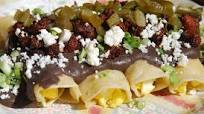 Enchiladas with Chipotle Black Bean Sauce, Chorizo and Queso Fresco Enchiladas with Chipotle Black Bean Sauce, Chorizo and Queso Fresco