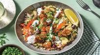 Mediterranean Falafel & Veggie Couscous with Kalamata Olives & Tartare Dressing Mediterranean Falafel & Veggie Couscous with Kalamata Olives & Tartare Dressing