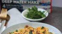 Pan-fried lemon & herb Cape hake with egg noodle stir-fry Pan-fried lemon & herb Cape hake with egg noodle stir-fry