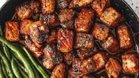Garlic Butter Pork Bites with Lemon Green Beans Garlic Butter Pork Bites with Lemon Green Beans