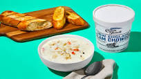New England Clam Chowder + Garlic Bread A soul-satisfying combo. | 3-4 Servings New England Clam Chowder + Garlic Bread A soul-satisfying combo. | 3-4 Servings