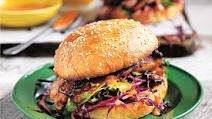Sticky pork belly burgers with slaw and sriracha mayo Sticky pork belly burgers with slaw and sriracha mayo