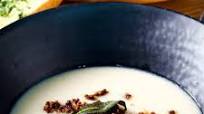 Roasted cauliflower and fennel soup recipe. Black garlic crumbs Roasted cauliflower and fennel soup recipe. Black garlic crumbs