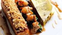Slow cooked island pork belly with local lobster and cep cannelloni Slow cooked island pork belly with local lobster and cep cannelloni