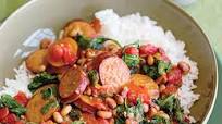 Spicy Turkey Sausage With Black-Eyed Peas and Spinach Spicy Turkey Sausage With Black-Eyed Peas and Spinach