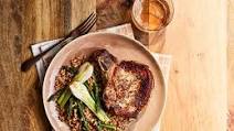 Pork Chops with Spring Onions, Farro, and Asparagus Pork Chops with Spring Onions, Farro, and Asparagus
