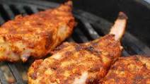 Chipotle Rubbed Pork Rib Chops Grilled Using the Chipotle Rubbed Pork Rib Chops Grilled Using the