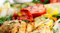 Greek Style Chicken Skewers and Hummus Greek Style Chicken Skewers and Hummus