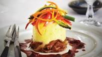 Goose Confit Shepherd’s Pie, Sautéed Vegetables with Cranberry Bordelaise Sauce Goose Confit Shepherd’s Pie, Sautéed Vegetables with Cranberry Bordelaise Sauce