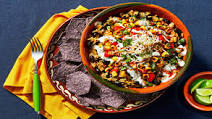 Veggie Burrito Bowls with Blue Corn Tortilla Chips & Tomato Salsa Veggie Burrito Bowls with Blue Corn Tortilla Chips & Tomato Salsa