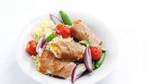 Yellow rice with fish packets and sugar snap peas Yellow rice with fish packets and sugar snap peas