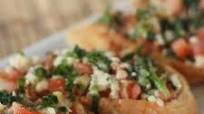 Spinach, feta and tomato bruschetta Spinach, feta and tomato bruschetta
