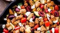 Greek Chicken and Vegetable Skillet with Olives and Feta Greek Chicken and Vegetable Skillet with Olives and Feta
