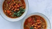 Sopa de lentejas con garbanzos asados Sopa de lentejas con garbanzos asados