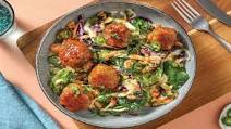 Quick Sticky Pork & Ginger Meatballs with Creamy Ponzu Slaw Quick Sticky Pork & Ginger Meatballs with Creamy Ponzu Slaw
