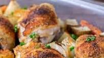 Baked Chicken Thighs with Potatoes and Carrots Baked Chicken Thighs with Potatoes and Carrots