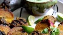 Indian-Style Beef Kabobs with Cilantro - Coconut Sauce Indian-Style Beef Kabobs with Cilantro - Coconut Sauce