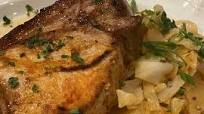 Brined Double Cut Pork Chops With Roasted Apples and Cabbage Brined Double Cut Pork Chops With Roasted Apples and Cabbage