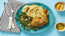 Countryside Chicken Legs with Green Beans Amandine and Chive Mashed Potatoes Countryside Chicken Legs with Green Beans Amandine and Chive Mashed Potatoes