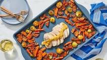 Sheet Pan Pork Roast with Roasted Vegetables & Fig-Dijon Sauce Sheet Pan Pork Roast with Roasted Vegetables & Fig-Dijon Sauce
