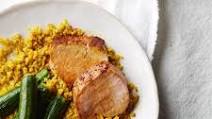 Honey-Harissa Pork Tenderloin with Saffron Freekeh & Zucchini Honey-Harissa Pork Tenderloin with Saffron Freekeh & Zucchini
