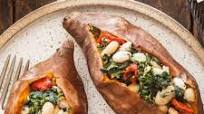 Vegan Stuffed Sweet Potatoes with Spinach and White Beans Vegan Stuffed Sweet Potatoes with Spinach and White Beans