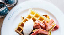 Waffles with Rhubarb Compote Waffles with Rhubarb Compote
