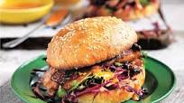 Sticky pork belly burgers with slaw and sriracha mayo Sticky pork belly burgers with slaw and sriracha mayo