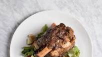 Braised Pork Shanks with Grilled Peach Salad Braised Pork Shanks with Grilled Peach Salad