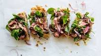 Open-Face Steak Sandwich with Parmesan Dressing Open-Face Steak Sandwich with Parmesan Dressing