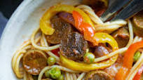 Spaghetti with Sausage, Peas & Peppers Spaghetti with Sausage, Peas & Peppers