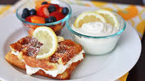 Lemon Buttermilk Waffles with Whipped Lemon Cream Cheese Topping Lemon Buttermilk Waffles with Whipped Lemon Cream Cheese Topping
