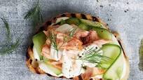 Hot-smoked salmon bruschetta Hot-smoked salmon bruschetta