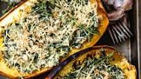 Vegan Spaghetti Squash with Spinach and Cheese Vegan Spaghetti Squash with Spinach and Cheese