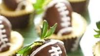 Football Strawberry Mini Cheesecakes Football Strawberry Mini Cheesecakes