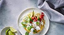 Halibut Tostadas with Yogurt-Lime Sauce Halibut Tostadas with Yogurt-Lime Sauce